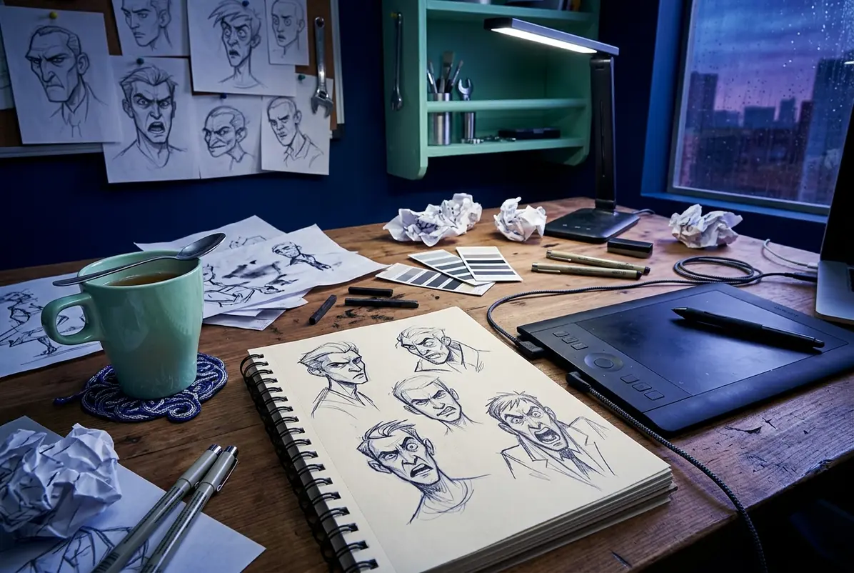 The workspace where a 2D champion quietly wages war on the polygon.
