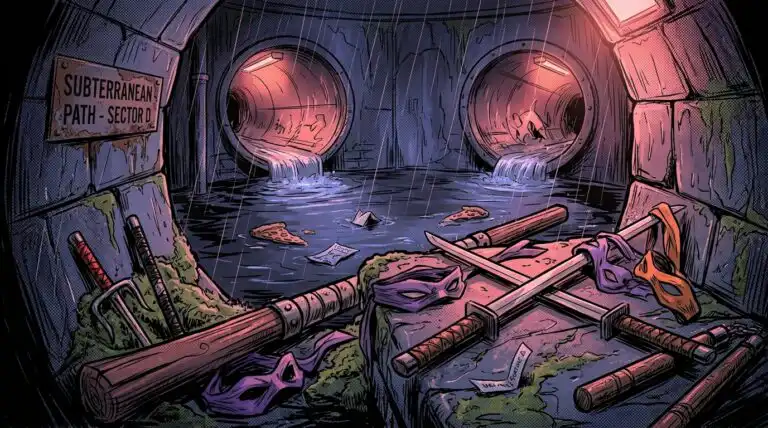show a comic illustration of The Teenage Mutant Ninja Turtles without showing any of the copyrighted characters.