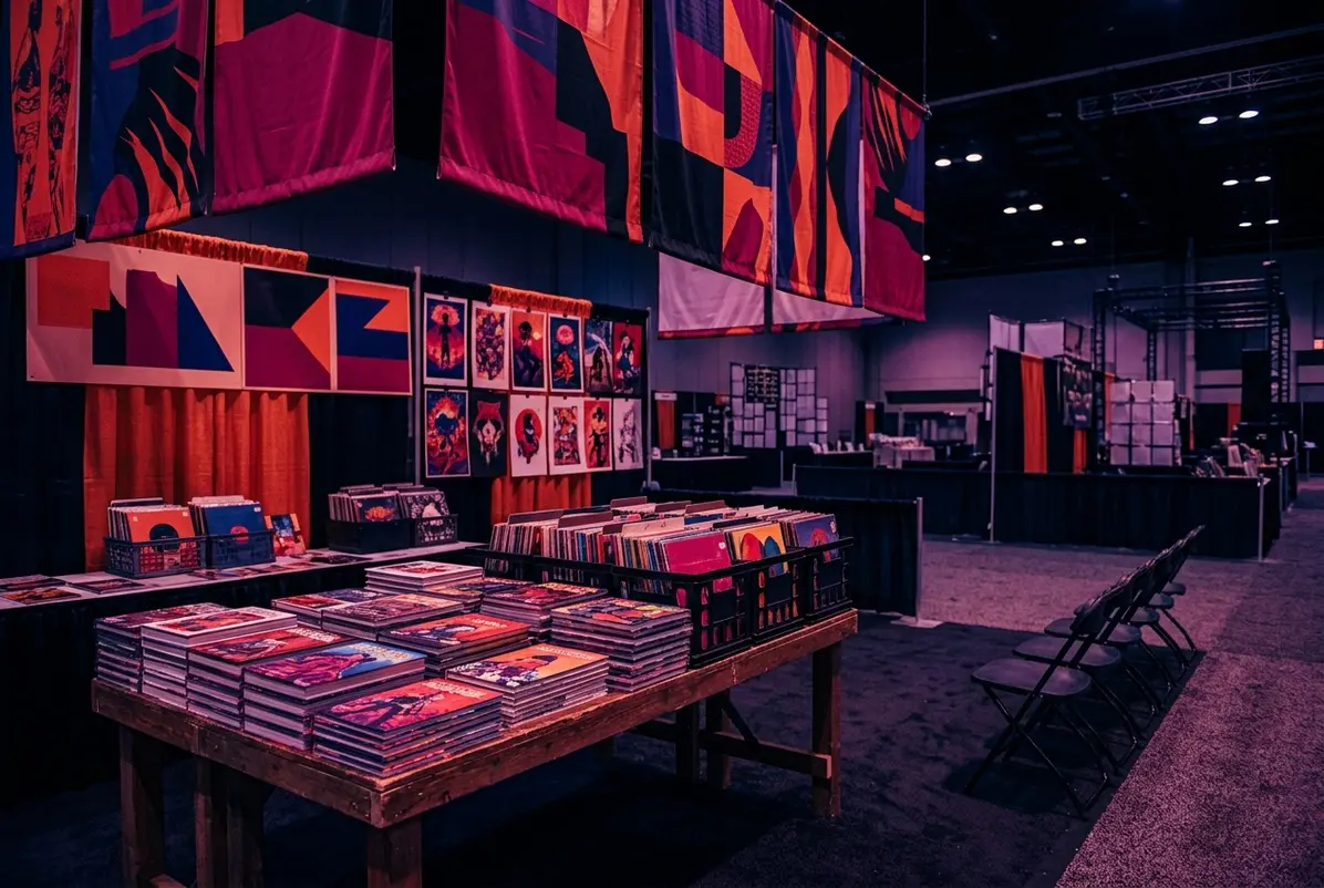 Z2 Comics and the Fragile Economics of the Rockstar-to-Retail Pipeline 3 A comics retail booth with premium collectibles on display.