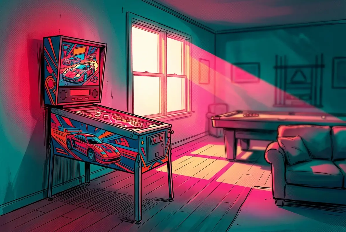 Pinball's Collector Tier Now Reaches $12,999 3 Stylized illustration of a pinball machine standing in a home game room