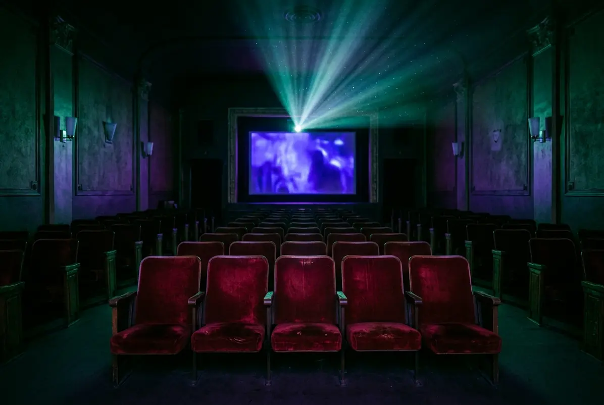 An empty screening room, the setting where one film's timing outran another's