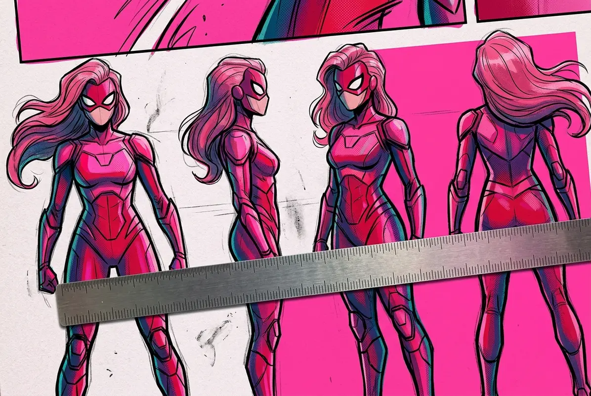 Head-height counts are the kind of detail a model sheet fixes in place