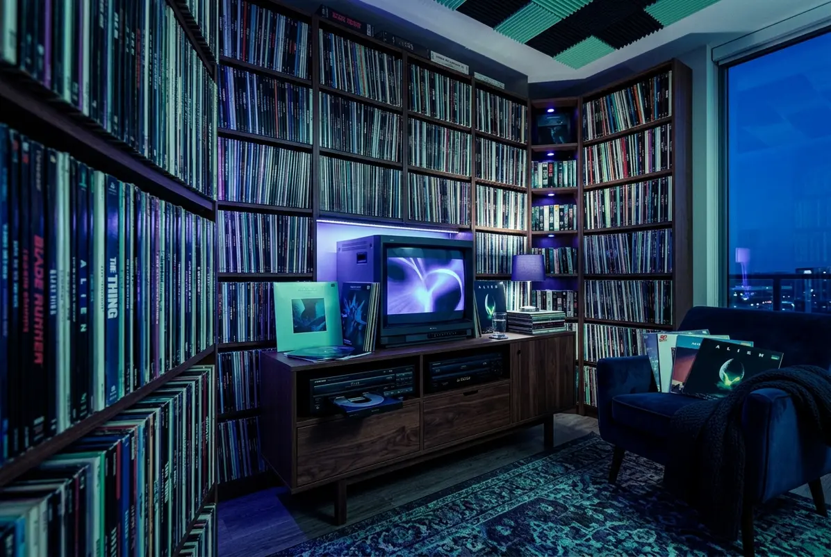 A LaserDisc is 12 inches across, so a collection claims real wall space.